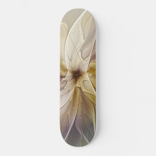 Skateboard Imaginaire Floral Gold Eggplant Art Fractal Abstra