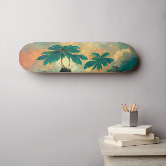 Skateboard Imaginaire tropical Mer & Palmiers (Art mural (Horz))