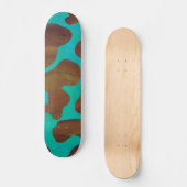 Skateboard Impression Brown et Turquoise de vache (Recto)
