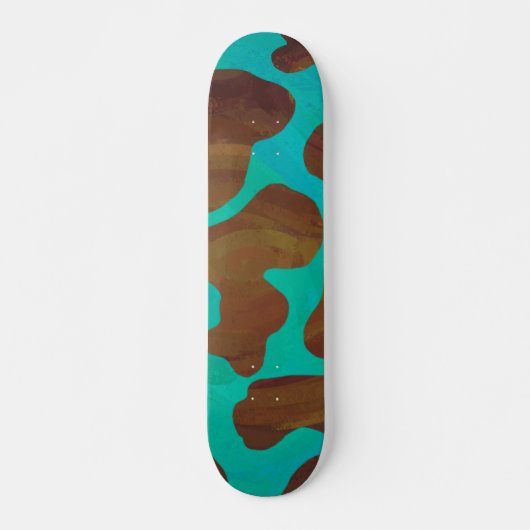 Skateboard Impression Brown et Turquoise de vache (Devant)