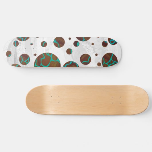 Skateboard Impression de girafe marron et sarcelle (Horz)