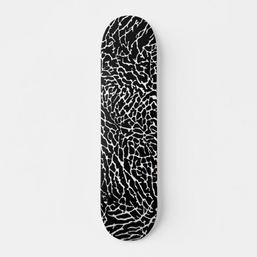 Skateboard Impression d'éléphant noir et blanc (Devant)