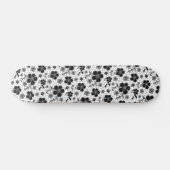 Skateboard Impression florale noire et blanche (Horz)