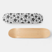 Skateboard Impression florale noire et blanche (Horz)