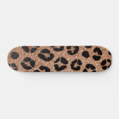 Skateboard Impression guépard paillettes dorées design audaci (Horz)