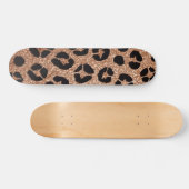 Skateboard Impression guépard paillettes dorées design audaci (Horz)