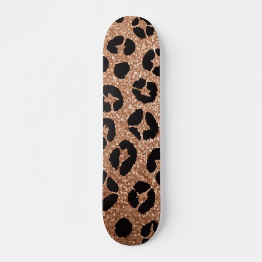 Skateboard Impression guépard paillettes dorées design audaci (Devant)