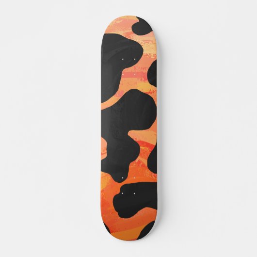 Skateboard Impression noire et orange de vache (Devant)