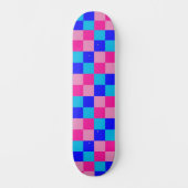 Skateboard Imprimé à carreaux rose et bleu (Recto)