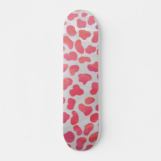 Skateboard Imprimé Dalmatien rose et blanc (Devant)