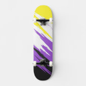 Skateboard Indicateur de fierté non binaire Abstrait (Recto)