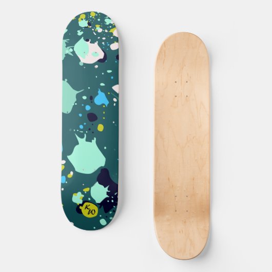 Skateboard Initiales cool vert coloré (Recto)