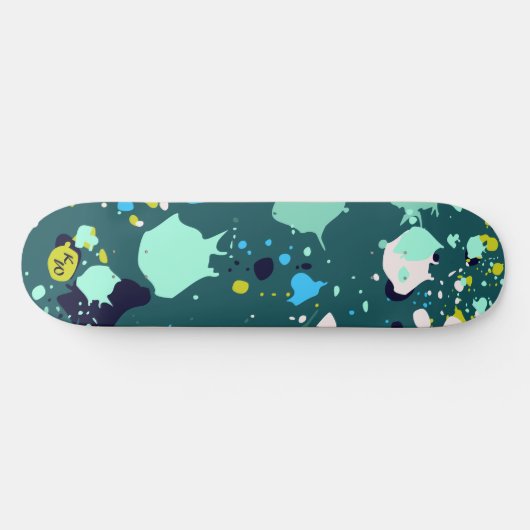 Skateboard Initiales cool vert coloré (Horz)