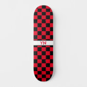 Skateboard Initiales de À damiers noir et rouge classique (Recto)