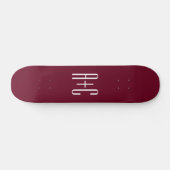 Skateboard Initiales de couples simples | Blanc et bordeaux (Horz)