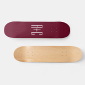Skateboard Initiales de couples simples | Blanc et bordeaux (Horz)