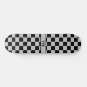 Skateboard Initiales du nom du cool À damiers noir et gris (Horz)