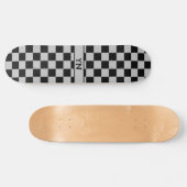 Skateboard Initiales du nom du cool À damiers noir et gris (Horz)