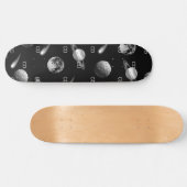 Skateboard Initiales en monogramme noir blanc galaxy (Horz)