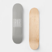Skateboard Initiales Monogramme | Blanc Sur Gris Clair (Recto)