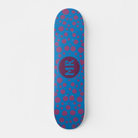 Skateboard Initiales Monogrammes Trippy Blue Purple Points Sp (Devant)
