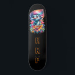 Skateboard *~* Initiales Neon cheveux Rainbow AP89 Troll<br><div class="desc">(Code de recherche AP89 pour les articles Troll et AP88 pour les articles de thème médiéval ) Transfert facile vers d'autres produits Zazzle. Patinage arrière - plan NOIR. Les couleurs vives et oh si heureux de NEON Rainbow couleurs juste pop les images TROLL et les LETTRES. Customisez / Personnalisez vos...</div>