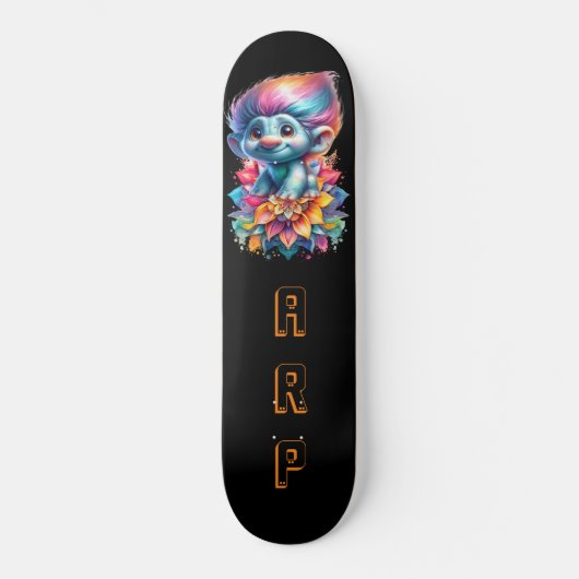 Skateboard *~* Initiales Neon cheveux Rainbow AP89 Troll (Recto)