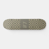 Skateboard Initiales personnalisées gris brun motif de brique (Horz)