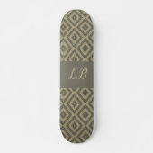 Skateboard Initiales personnalisées gris brun motif de brique (Devant)