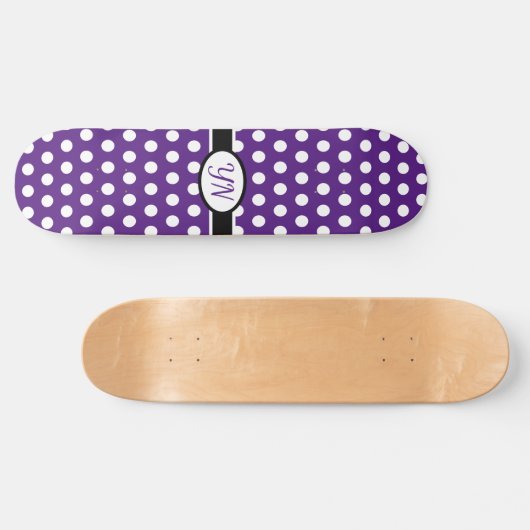 Skateboard Initiales personnalisées Point Polka (Horz)