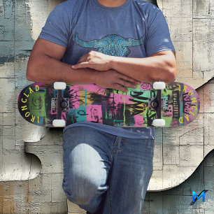 Skateboard Inspiré du graffiti au néon avec une ambiance urba