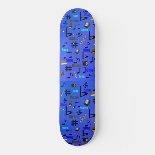 Skateboard Instruments de musique bleue, (Recto)