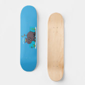 Skateboard Ippopotame drôle mignon avec dessin animé d'oiseau (Recto)