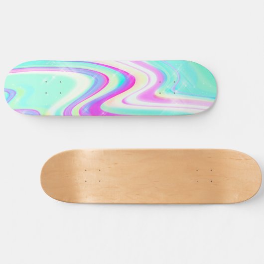 Skateboard Iridescente Holographique Liquide Swirl (Horz)