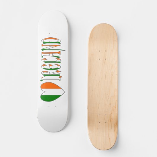 Skateboard Irish Flag Heart & Word Irlande (Recto)