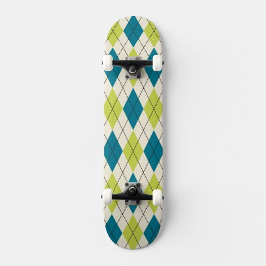 Skateboard Jacquard bleu et vert (Recto)