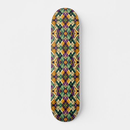 Skateboard Jacquard Mardi Gras jaune violet vert (Devant)