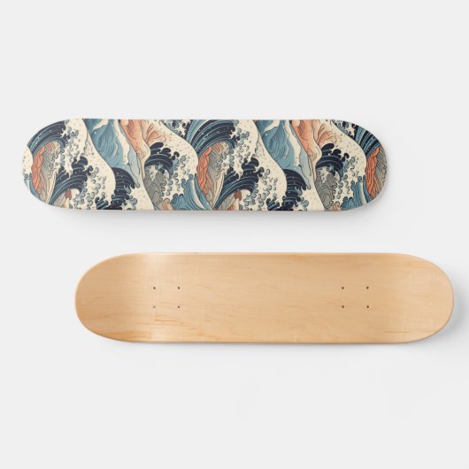 Skateboard Japanese Great Wave Pattern  (Horz)