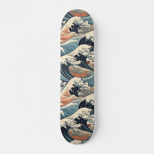 Skateboard Japanese Great Wave Pattern  (Devant)
