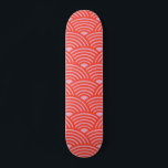 Skateboard Japon Vague Seigaiha Motif rose rouge<br><div class="desc">Motif japonais Seigaiha - rose et rouge.</div>