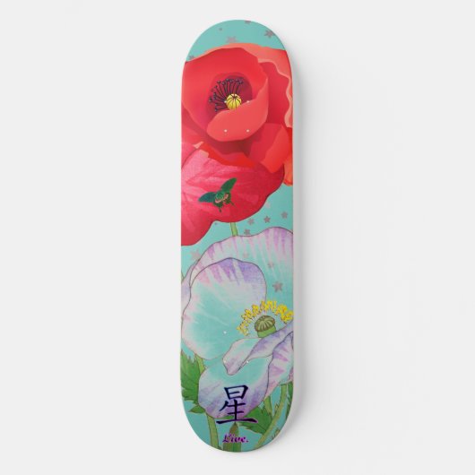 Skateboard JAPONAIS FLEURS STARS KANJI LIVE (Recto)