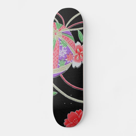 Skateboard Japonais KIMONO Textile, Floret Motif (Recto)