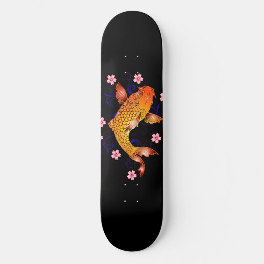 Skateboard Japonais Koi Poisson Cerisier Fleurs Pont (Recto)