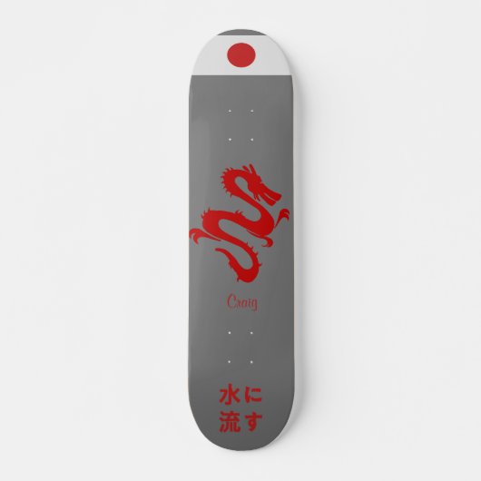 Skateboard japonais "L'eau coule" écrit : (Devant)