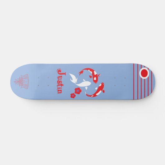 Skateboard japonais Samurai avec nom (Horz)