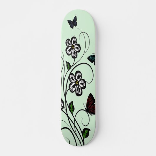 Skateboard Jardin aux papillons vert (Devant)