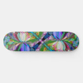 Skateboard Jardin de Fleur sauvage de libellules Abstrait Flo (Horz)