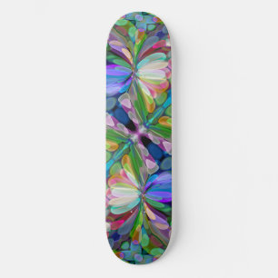 Skateboard Jardin de Fleur sauvage de libellules Abstrait Flo