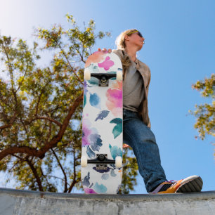 Skateboard Jardin de printemps vintage floral aquarelle
