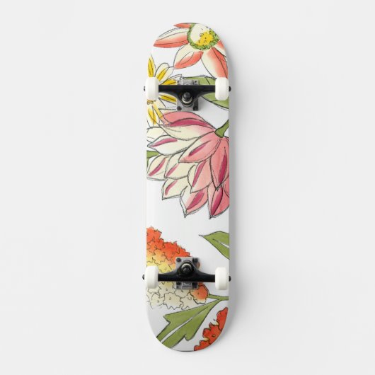 Skateboard Jardin fleuri avec Arrière - plan blanc (Recto)